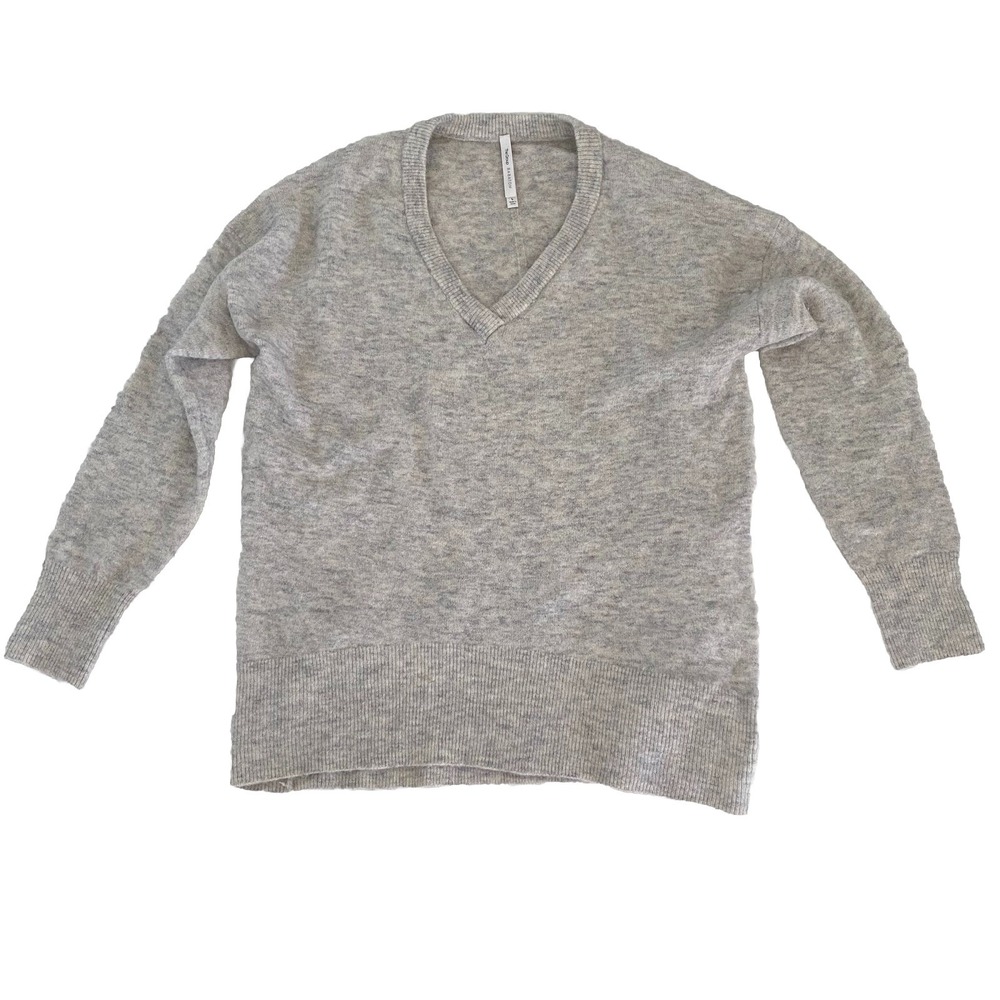 The Group Babaton‎ L Ivory Beige Tan Alpaca Wool Blend V-neck Minimalist Sweater